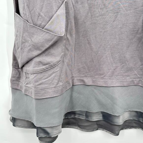 LOGO by Lori Goldstein Gray Jersey Tunic w/ Layered Satin Chiffon Hem 2XSP - Picture 6 of 10